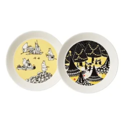 Arabia Muumi Lautassetti Keltainen&hurraa 19 cm 2 kpl