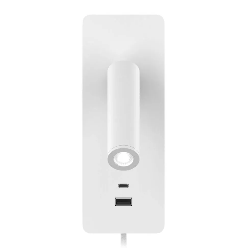 Design by Grönlund seinävalaisin Gent USB A+C valkoinen