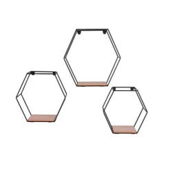 Mirrors and More seinähylly Chiara musta/puu 3-pack