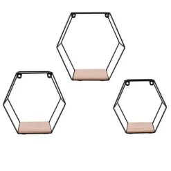 Mirrors and More seinähylly Chiara musta/puu 3-pack