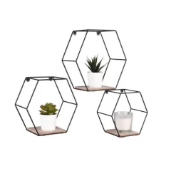 Mirrors and More seinähylly Chiara musta/puu 3-pack