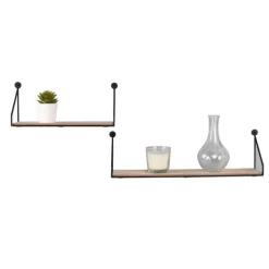 Mirrors and More seinähylly Dana musta/puu 2-pack