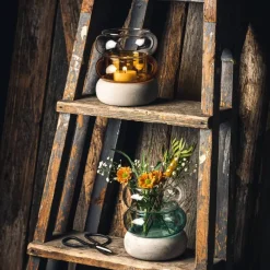 Muurla Rinkeli kynttilälyhty/maljakko sinivihreä 12 cm