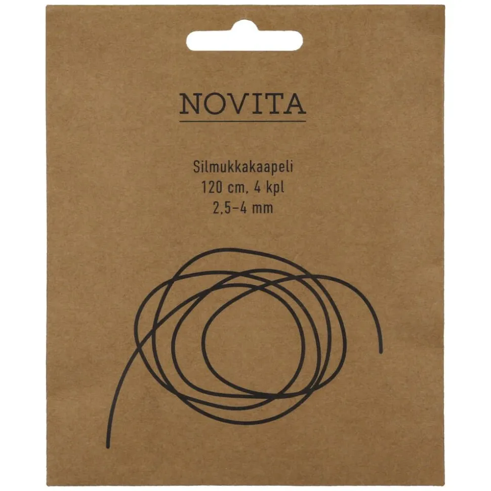 Novita silmukkakaapelit 120 cm, 4 kpl, 2.5-4.0 mm puikoille
