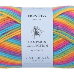 Novita 7 Veljestä Raita lanka 100 g sateenkaari 980