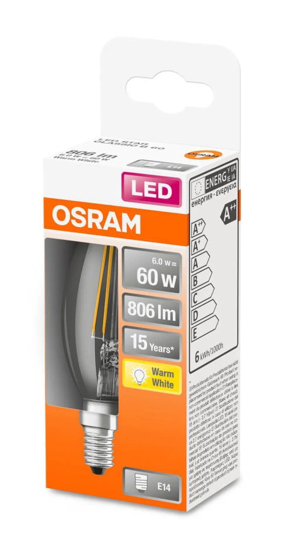Osram LED kynttilälamppu 806lm 2700K E14