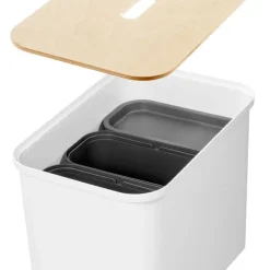 Smartstore Collect lajitteluastiasetti vanerikannella 76 L valkoinen
