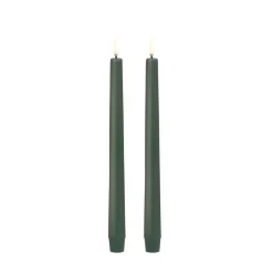 Uyuni LED-kruunukynttilä 2,3x25 cm Olive Green Smooth 2 kpl
